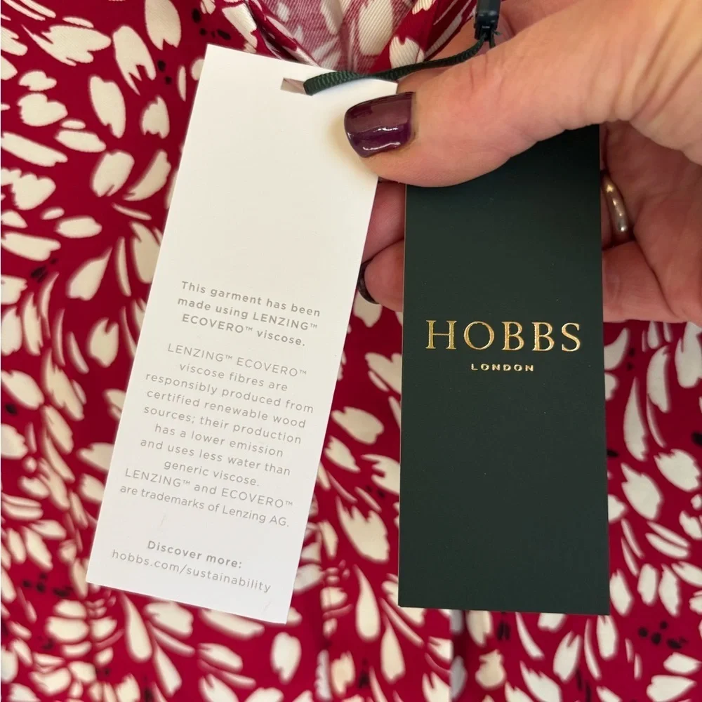 Hobbs London-NWT size 14 “Marciella” cranberry 100% viscose shirt dress. NEW! - Picture 4 of 16